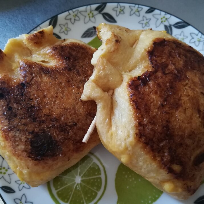 クリームチーズと納豆いり油揚げ焼き